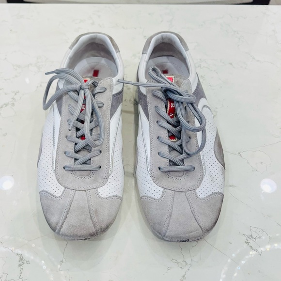Prada, white, gray and silver men’s sneakers 👟, size 8.5 - Picture 1 of 11